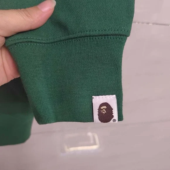 BAPE Logo Relaxed Fit Pullover Hoodie Green